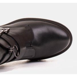 Marco Shoes Czarne botki skórzane na grubej i lekkiej podeszwie 8