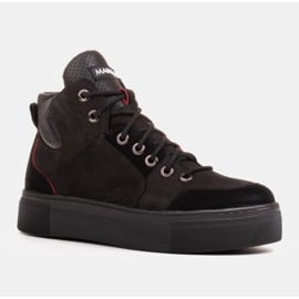 Marco Shoes Lekkie botki sportowe z naturalnego nubuku wysokiej jakości czarne 2