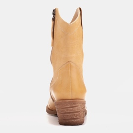 Marco Shoes Kowbojki ze skóry ręcznie polerowanej bez ocieplenia żółte 4