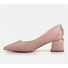 Marco Shoes Czółenka z różowej skóry z kwiatowym wzorem 4