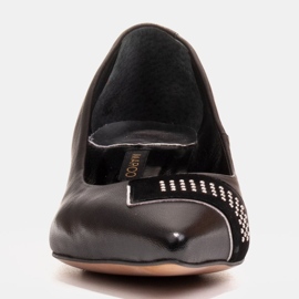 Marco Shoes Czarne czółenka na niskim obcasie, ozdoba z jetami 3
