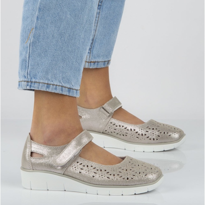 Półbuty Filippo DP640/20 Si Silver srebrny 4