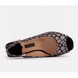 Marco Shoes Wygodne damskie sandały z ciekawą skórą czarne srebrny 6
