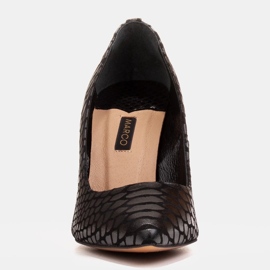 Marco Shoes Eleganckie czółenka z zamszu powlekanym wzorkiem wężowym czarne 3