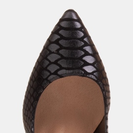 Marco Shoes Eleganckie czółenka z zamszu powlekanym wzorkiem wężowym czarne 9