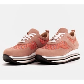 Marco Shoes Sneakersy na grubej podeszwie z siateczką oddychającą różowe 6