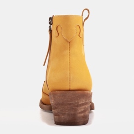 Marco Shoes Nieocieplane botki z zamszu i falistymi wstawkami brązowe żółte 5
