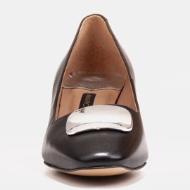 Marco Shoes Czółenka z metalicznym obcasem i płaską ozdobą chromowaną czarne 1