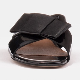 Marco Shoes Eleganckie klapki damskie ze wstążką czarne 2