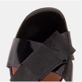 Marco Shoes Eleganckie klapki damskie ze wstążką czarne 8