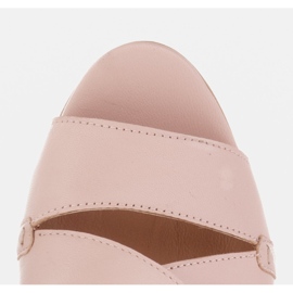 Marco Shoes Skórzane klapki damskie ze skóry w pocięte pasy beżowy 8