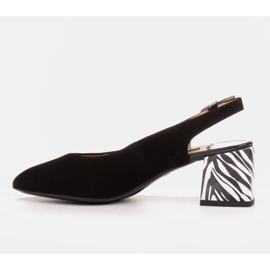 Marco Shoes Eleganckie czółenka damskie z obcasem zebra czarne 3