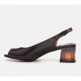 Marco Shoes Wygodne damskie sandały z ciekawym obcasem czarne 3