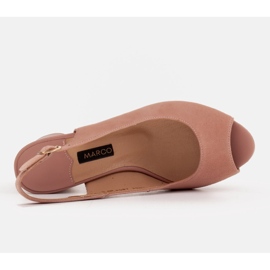 Marco Shoes Eleganckie sandały damskie z metalicznym akcentem różowe 6