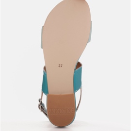 Marco Shoes Płaskie sandały z lakieru i metalicznym obcasem niebieskie 8