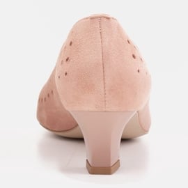 Marco Shoes Czółenka damskie z ciekawą perforacją różowe 4