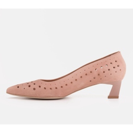 Marco Shoes Czółenka damskie z ciekawą perforacją różowe 5