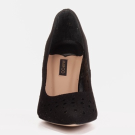 Marco Shoes Szpilki z naturalnego zamszu z ozdobną perforacją czarne 2
