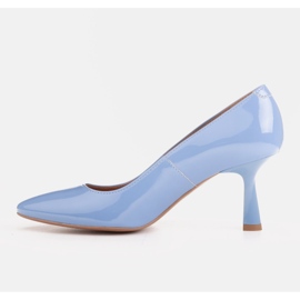 Marco Shoes Eleganckie czółenka z błękitnego lakieru niebieskie 4