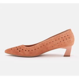 Marco Shoes Czółenka damskie z ciekawą perforacją pomarańczowe 1