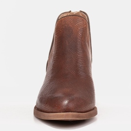 Marco Shoes Botki z naturalnej skóry z wycięciem litery V brązowe 4