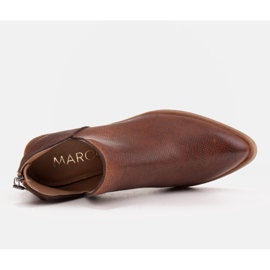 Marco Shoes Botki z naturalnej skóry z wycięciem litery V brązowe 9