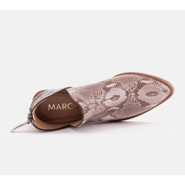Marco Shoes Botki z naturalnej skóry z wycięciem litery V beżowy brązowe 4