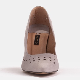 Marco Shoes Szpilki z naturalnego zamszu z ozdobną perforacją szare 1