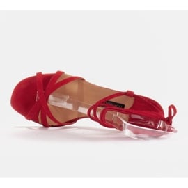 Marco Shoes Eleganckie sandały na szpilce z wiązanym rzemykiem czerwone 5