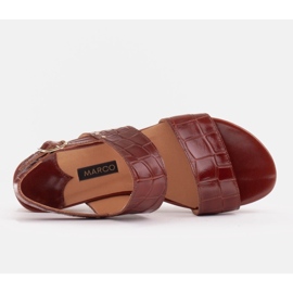 Marco Shoes Płaskie sandały ze skóry naturalnej i metalicznym obcasem brązowe 5