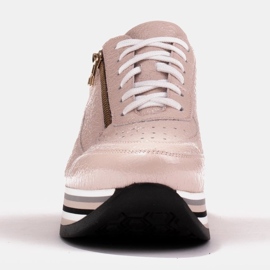 Marco Shoes Sneakersy na grubej podeszwie z naturalnej skóry różowe 3