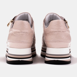 Marco Shoes Sneakersy na grubej podeszwie z naturalnej skóry różowe 7