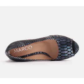 Marco Shoes Komfortowe damskie obuwie z otwartym przodem granatowe 6