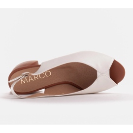 Marco Shoes Białe sandały 1573P ze skóry na stabilnym obcasie 3