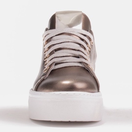 Marco Shoes Damskie sneakersy z naturalnej skóry na grubej podeszwie złoty 4