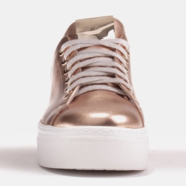 Marco Shoes Damskie sneakersy z naturalnej skóry na grubej podeszwie złoty 2