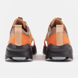 Marco Shoes Sportowe trampki z kolorowych skór brązowe wielokolorowe 6