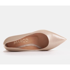 Marco Shoes Czółenka z naturalnej skóry ze srebrnym dodatkiem w obcasie beżowy 4