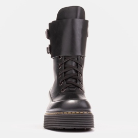 Marco Shoes Botki Federica z ozdobnymi klamrami czarne 3