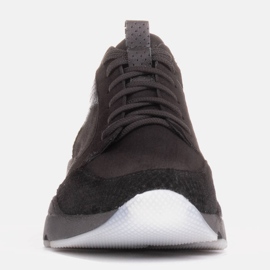 Marco Shoes Sportowe trampki z czarnych skór czarne 3