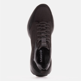 Marco Shoes Sportowe trampki z czarnych skór czarne 7