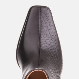 Marco Shoes Botki łączone z dwóch rodzajów skór czarne 7