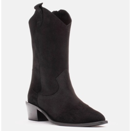 Marco Shoes Czarne kowbojki z naturalnego zamszu 1