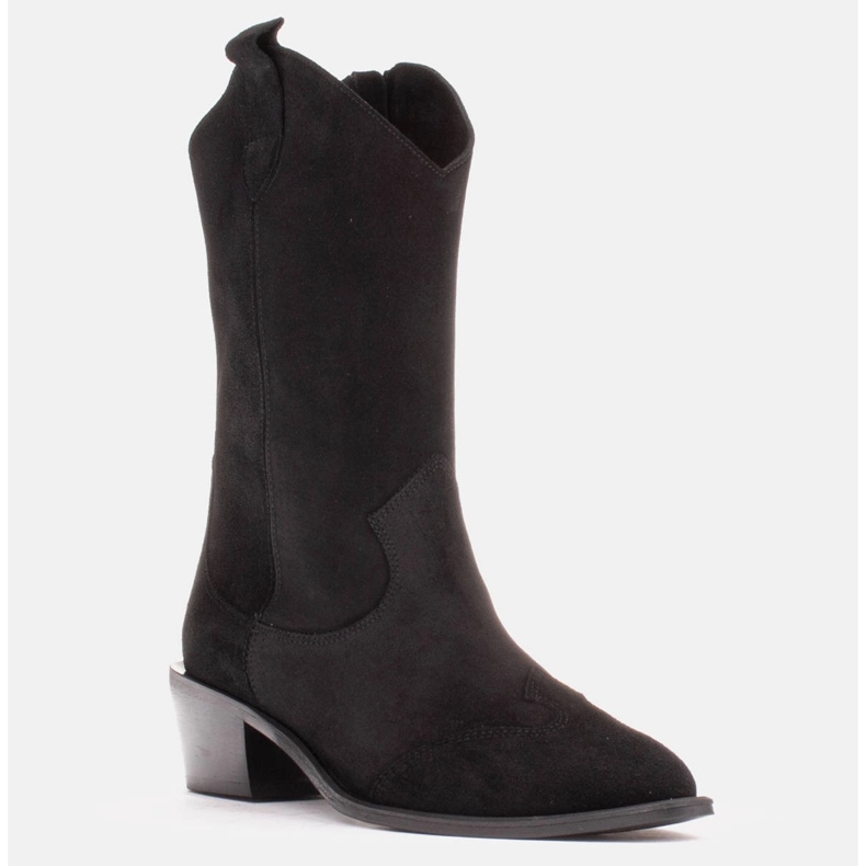 Marco Shoes Czarne kowbojki z naturalnego zamszu 1