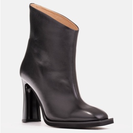 Marco Shoes Eleganckie botki z przeszyciem czarne 1