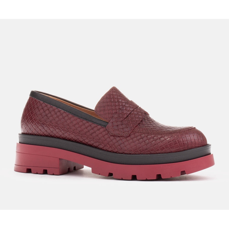 Marco Shoes Mokasyny na grubej podeszwie czerwone 1