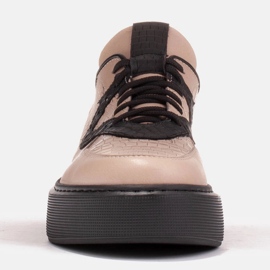 Marco Shoes Lekkie sneakersy z naturalnej skóry beżowy 7