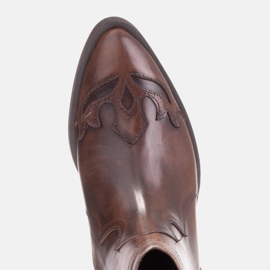 Marco Shoes Kowbojki z ręcznie polerowanej skóry brązowe 5