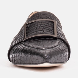 Marco Shoes Baleriny croco z dużą klamrą czarne 2