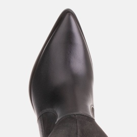 Marco Shoes Klasyczne kozaki w połączeniu skóry i nubuku czarne 5